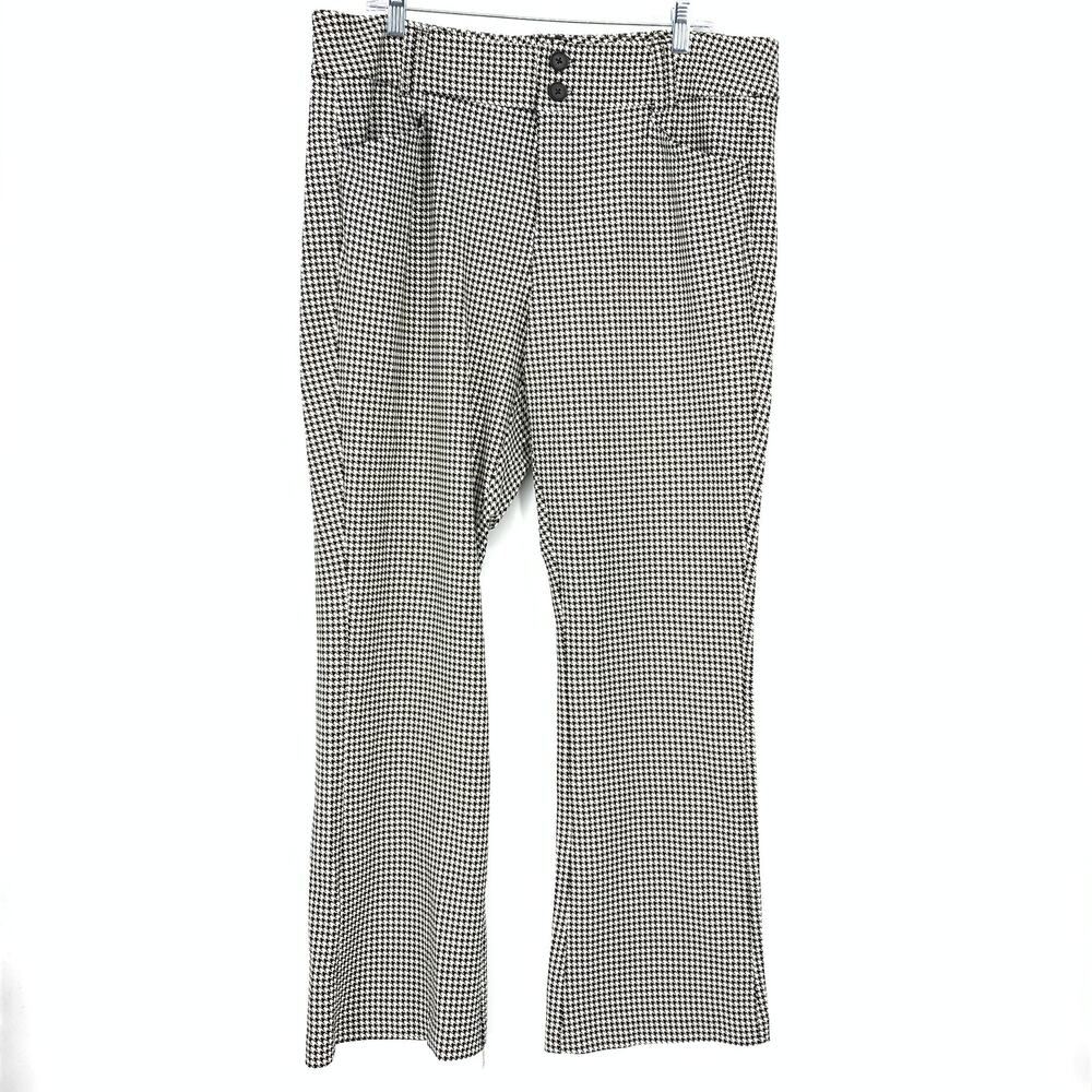 Torrid Slim Boot Studio Luxe Ponte Mid Rise Pants Sz 18 Black White Houndstooth